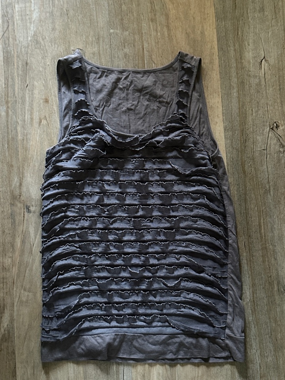 LOFT Gray Ruffle Layered Tank Top